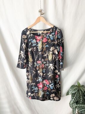 Monsoon 100% Silk Floral Sequin Dress Y2K